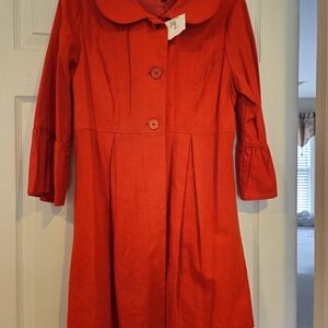 Nine West Vibrant Red Trench Coat